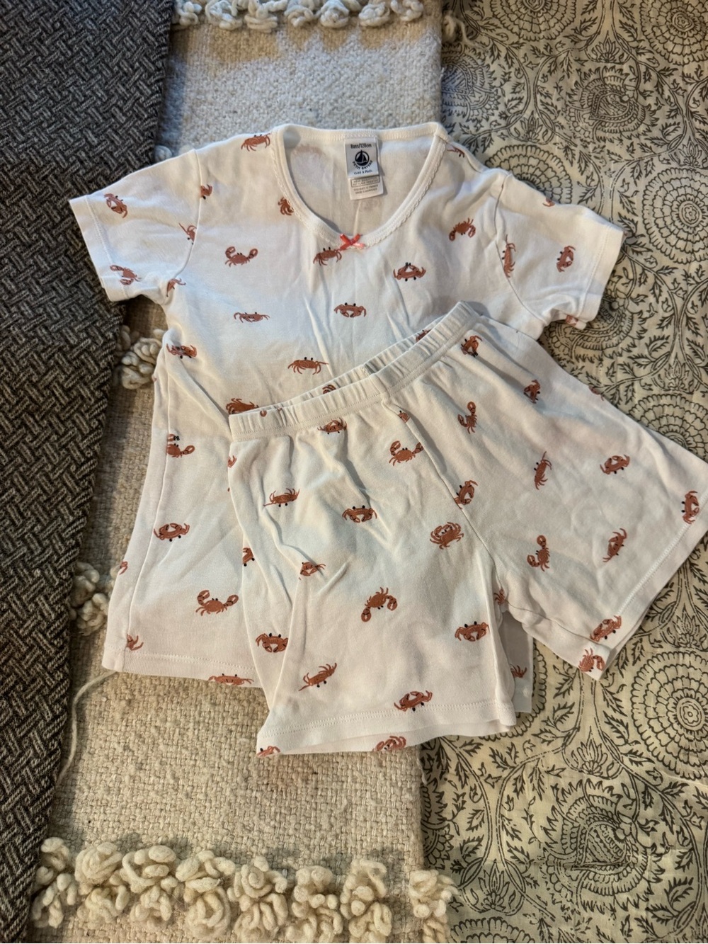 Petit Bateau Girls Crab Print Cotton Pajama Set 8Y 128cm